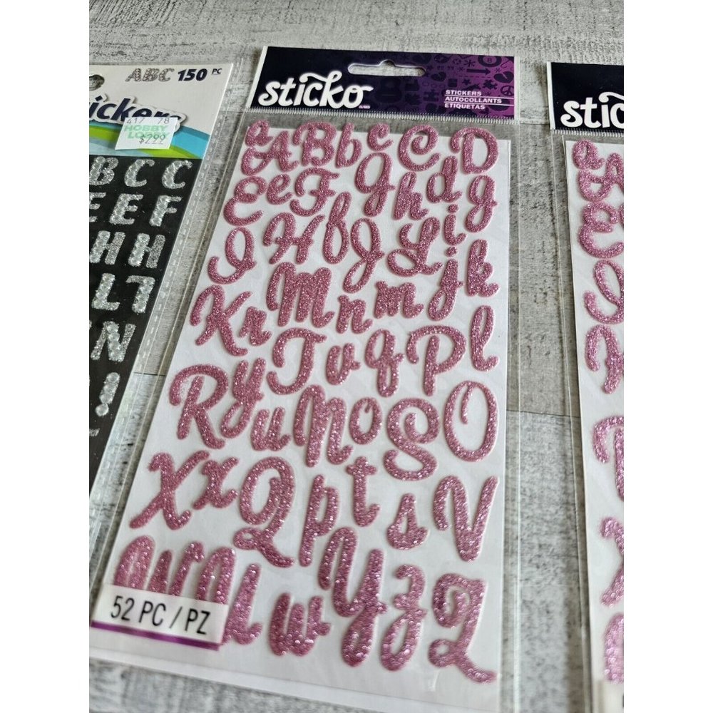 Sticker Lot - Alphabet Scrapbooking Stickers Letters Numbers Sticko Glitter #192 - Picture 5 of 7